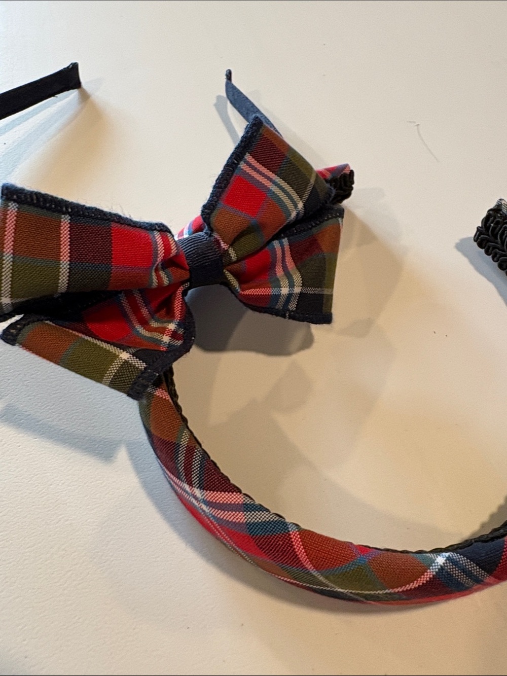 (2) Plaid Bow Headband - Red & Green